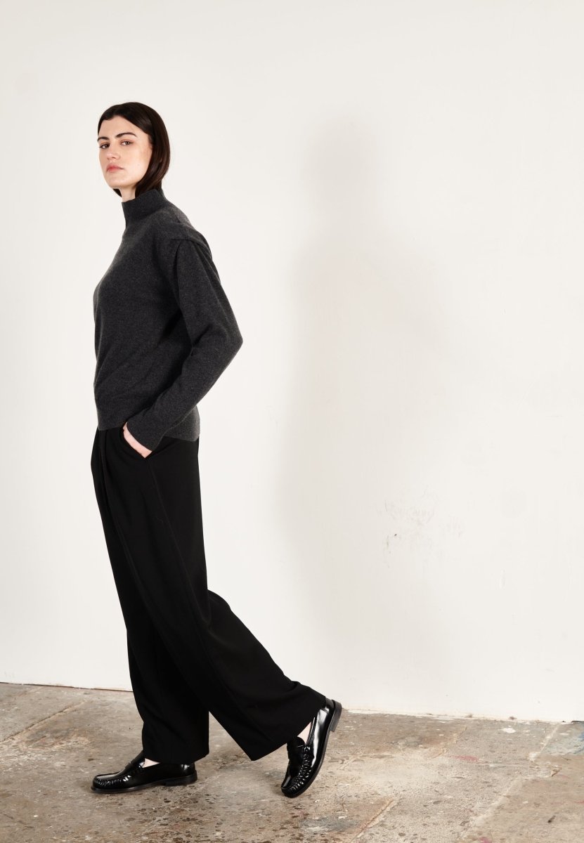 Pull col roulé cachemire gris anthracite femme - HANA 8