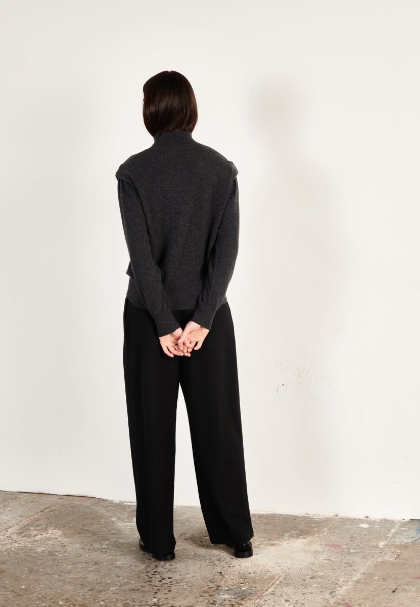 Pull col roulé cachemire gris anthracite femme - HANA 8