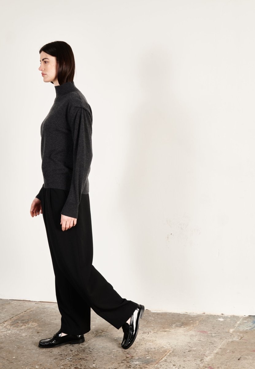 Pull col roulé cachemire gris anthracite femme - HANA 8