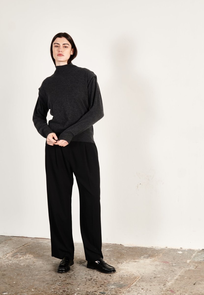 Pull col roulé cachemire gris anthracite femme - HANA 8